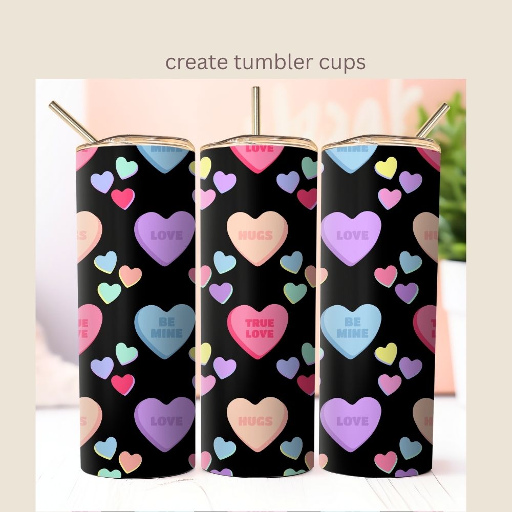 4 Valentines Heart Candy Seamless Repeating Pattern Paper Bundle Set