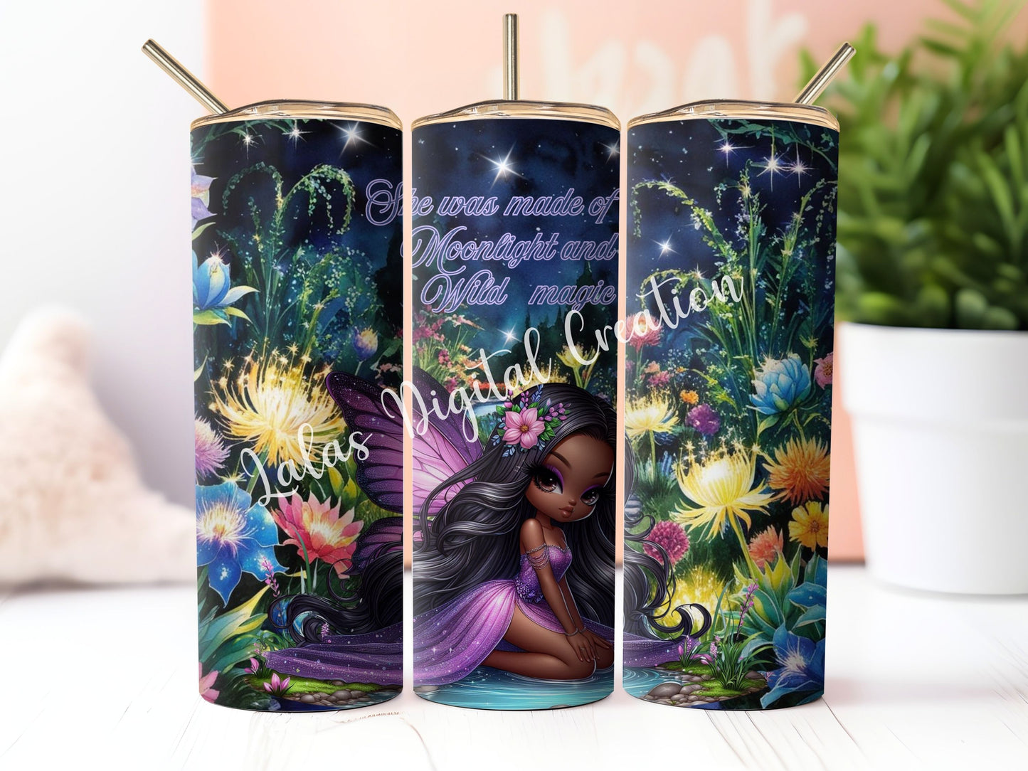 Fairy Garden Sublimation 20zo Tumbler Wrap PNG Digital Download