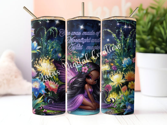 Fairy Garden Sublimation 20zo Tumbler Wrap PNG Digital Download