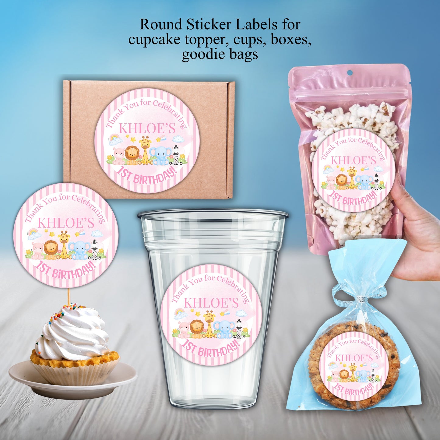 Zoo Animals Birthday Party Sticker Labels