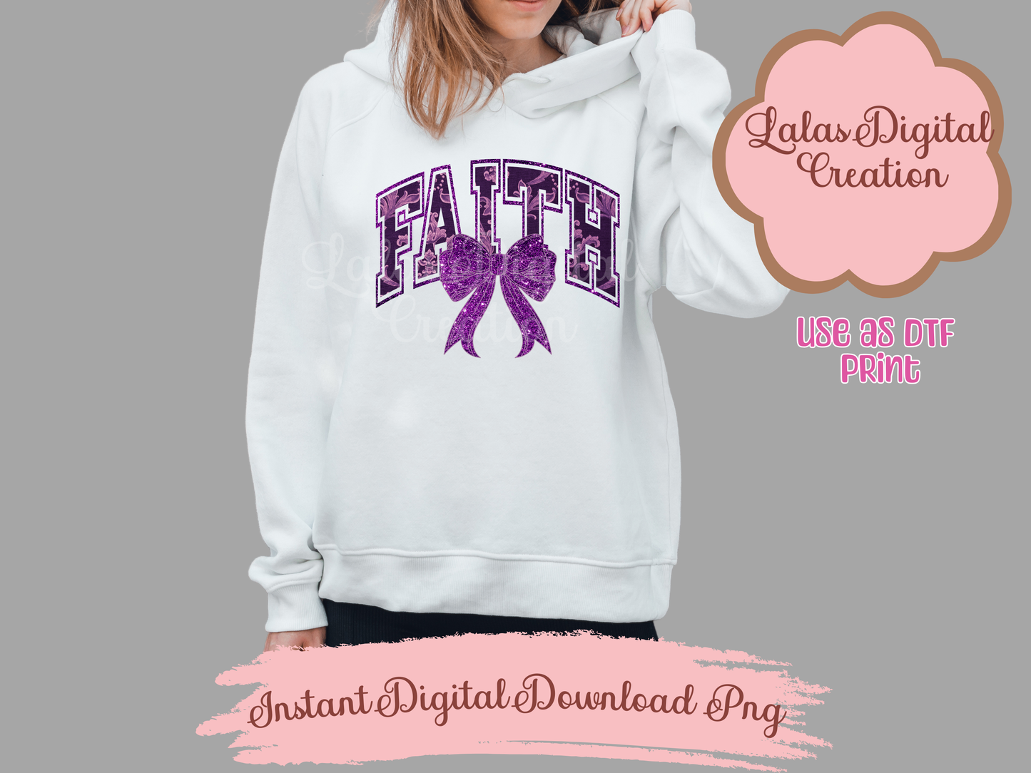 Purple Faith Bow Clipart PNG Instant Digital Download