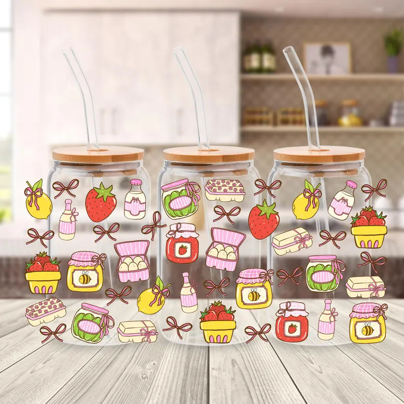 Farmers Market Libbey Glass Can Cup Wrap