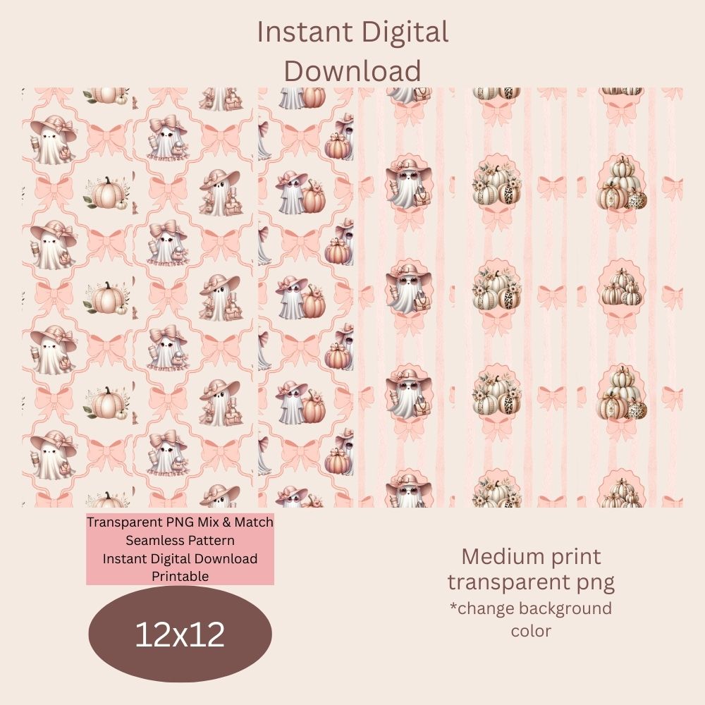 Elegant Ghost Seamless Digital Pattern Paper Bundle