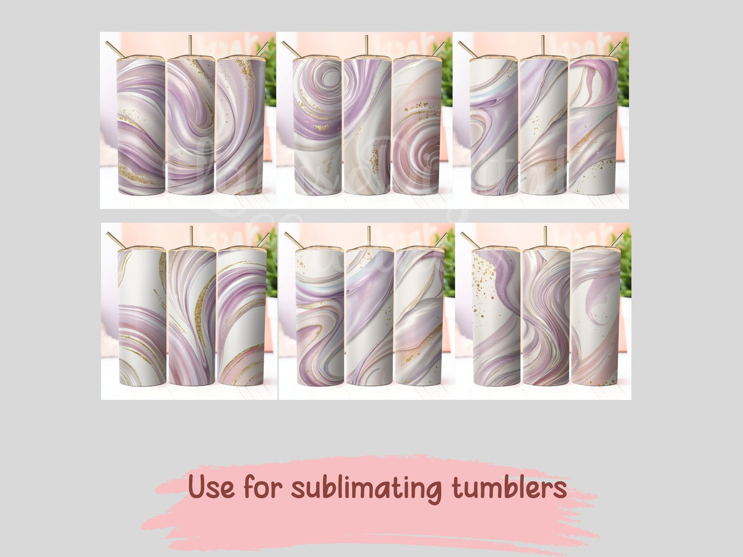Lilac Iridescent Watercolor Swirls Digital Pattern Paper Bundle