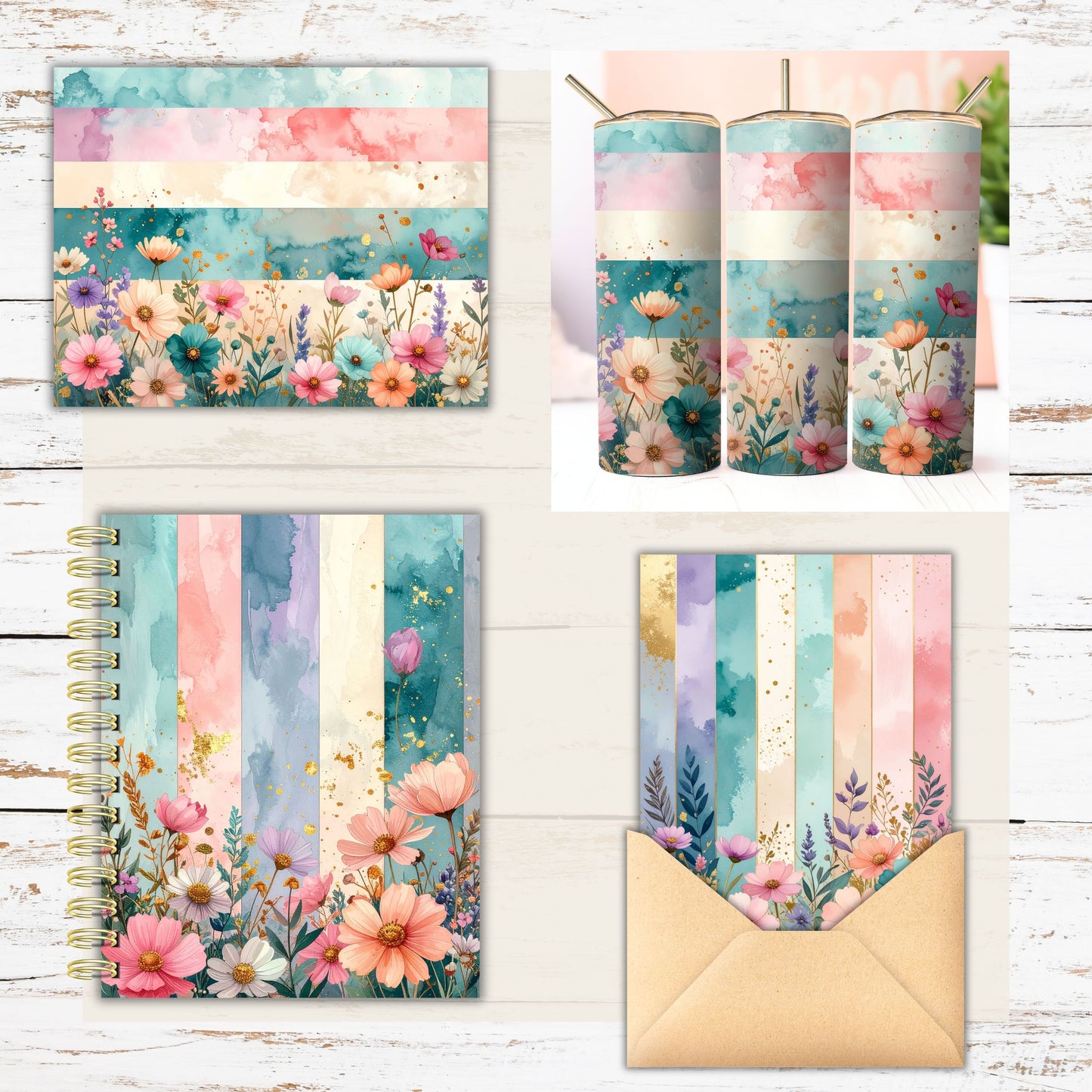 Watercolor Wildflower 1 Digital Paper Pack Bundle