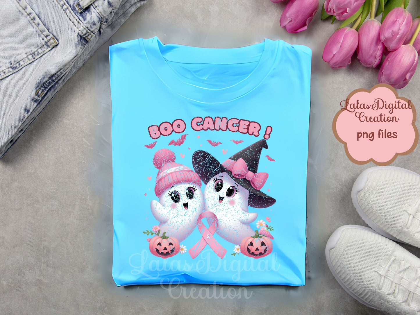 Pink Ghost Cancer Awareness Clipart Instant Digital PNG Download