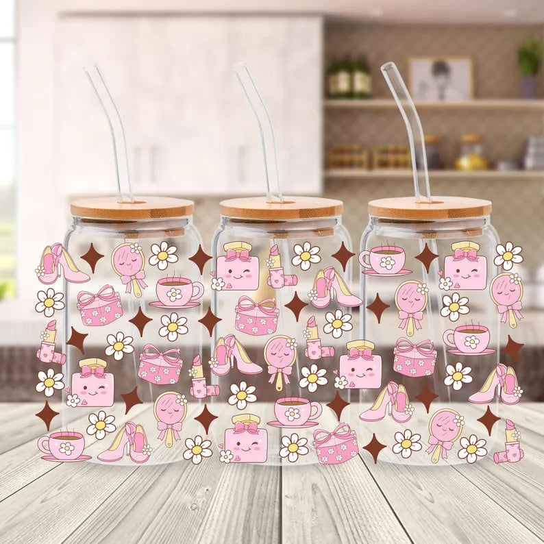 Preppy Girl Stuff Libbey Glass Can Cup Wrap