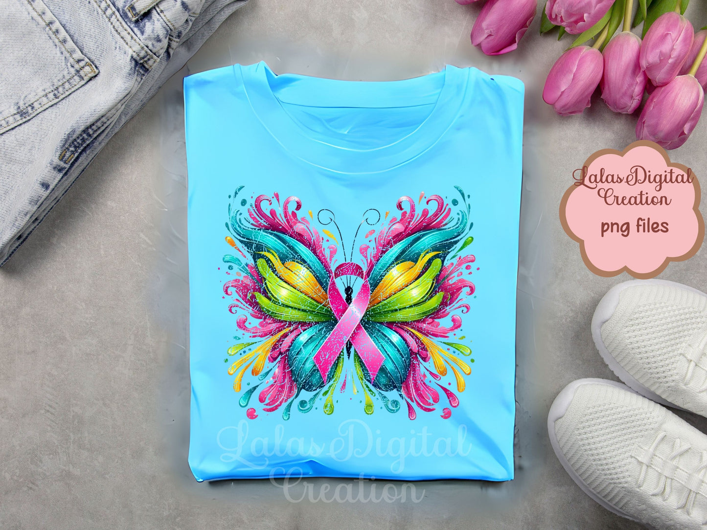 Cancer Ribbon Butterfly Clipart Instant Digital PNG Download