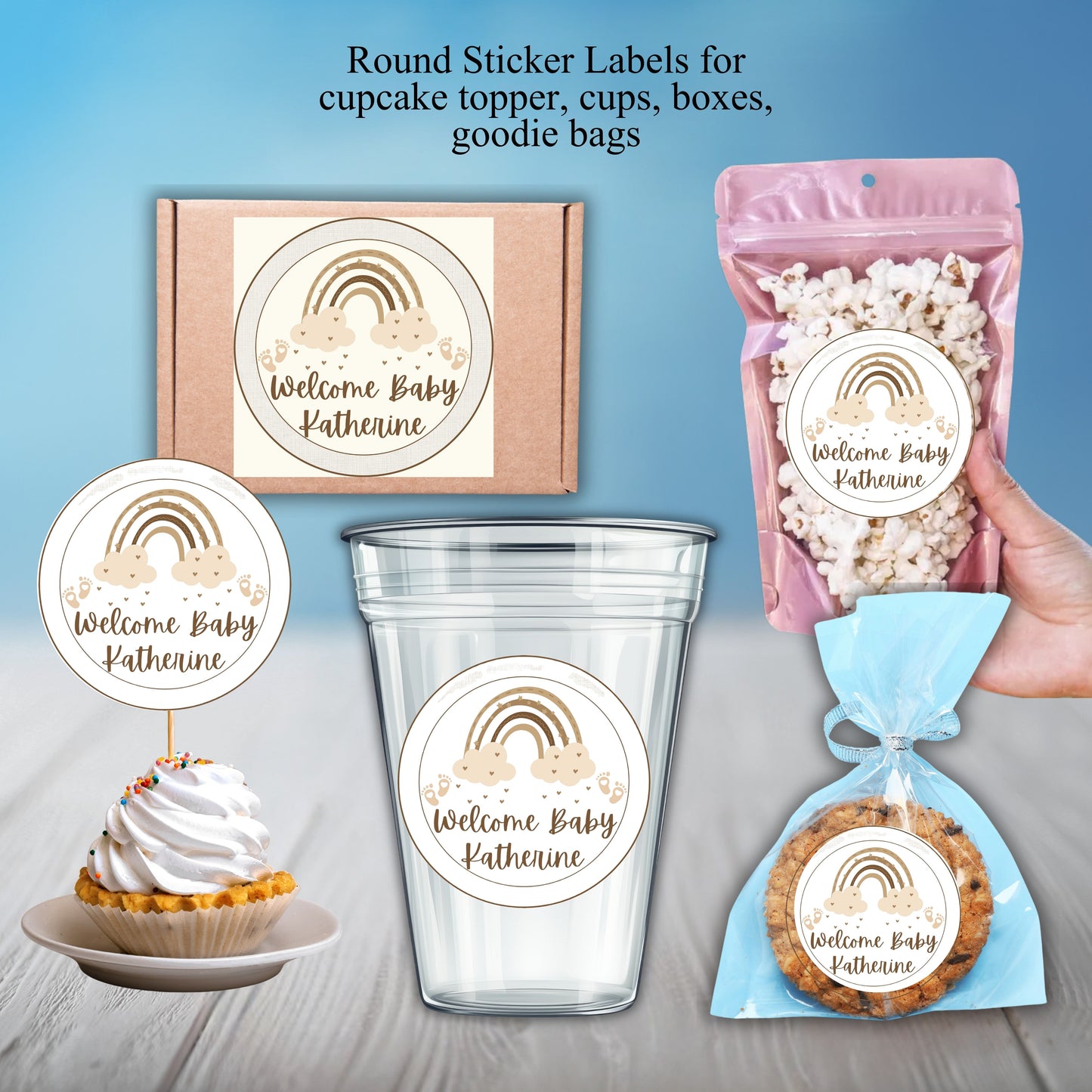 Boho Girls BabyShower Party Sticker Labels