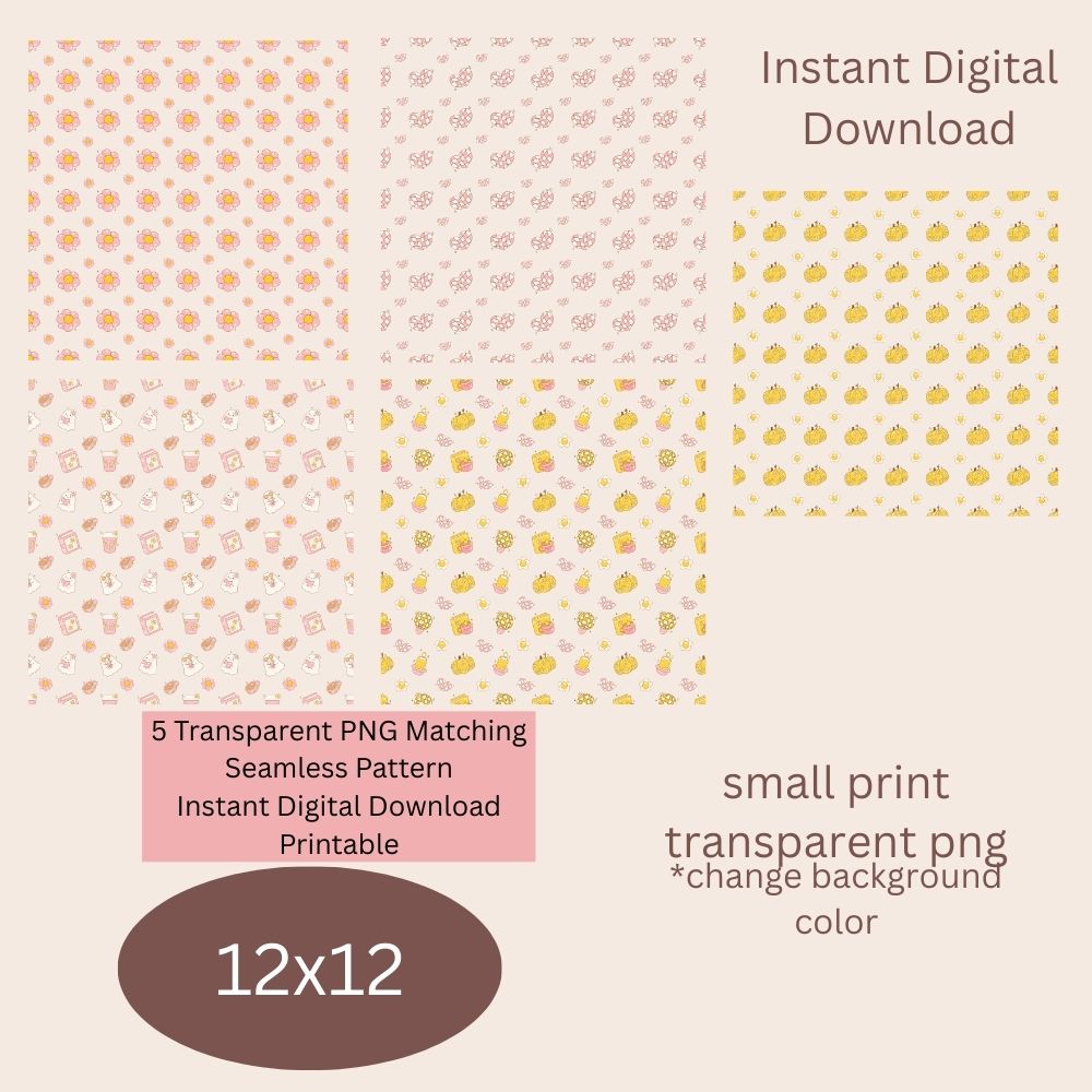 Groovy Retro Fall Ghost Seamless Digital Pattern Paper Set