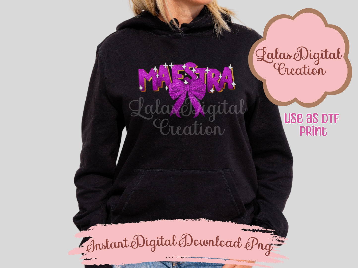 Maestra Purple Coquette Bow Clipart PNG Instant Digital Download