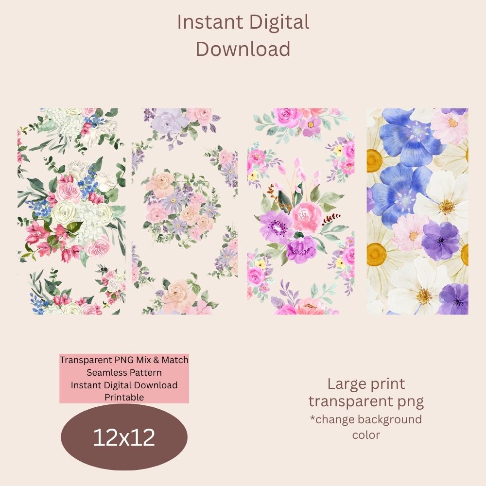 Floral Seamless Digital Pattern Paper Bundle
