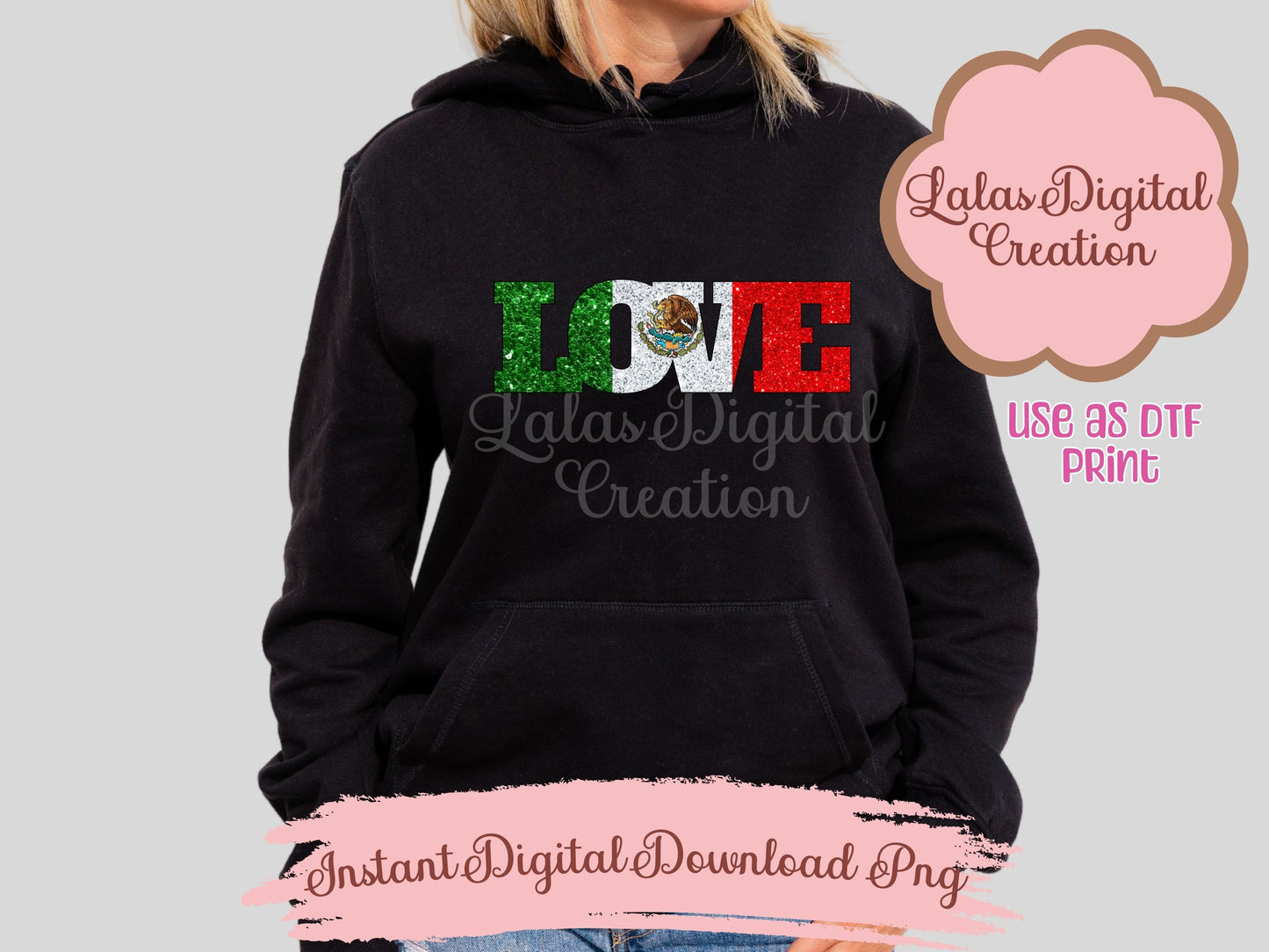 Mexico Flag LOVE Clipart PNG Instant Digital Download
