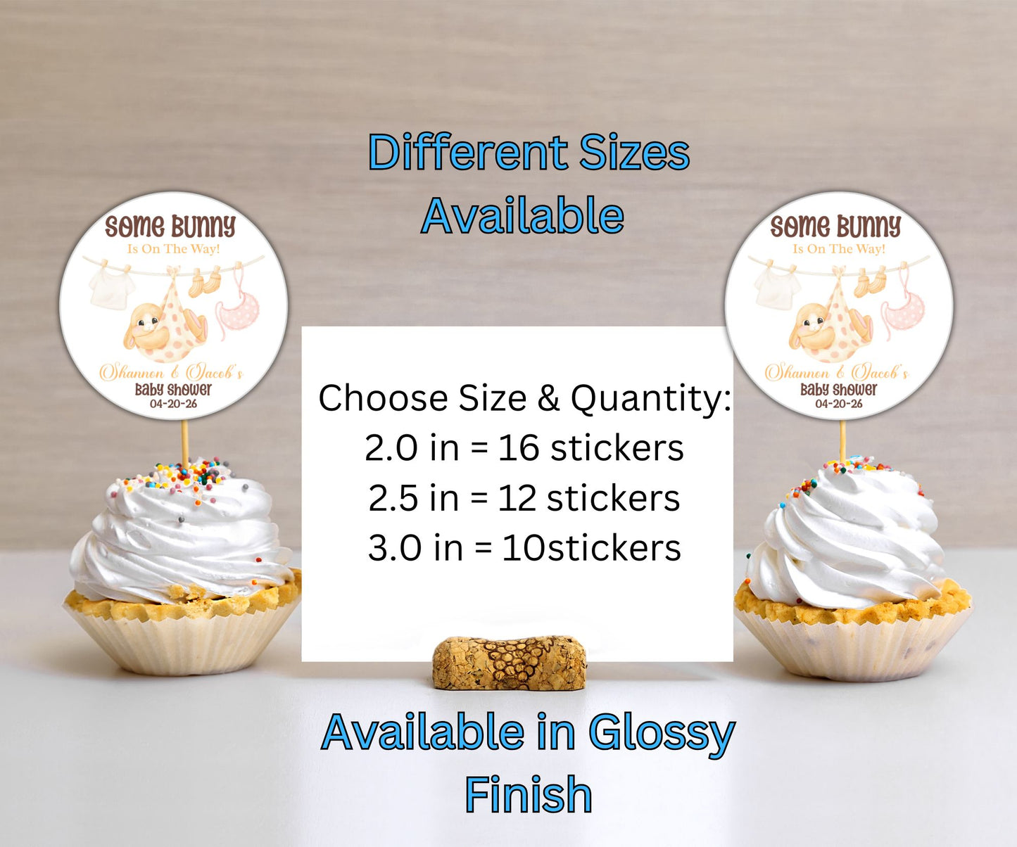 Bunny Baby Shower Party Sticker Labels