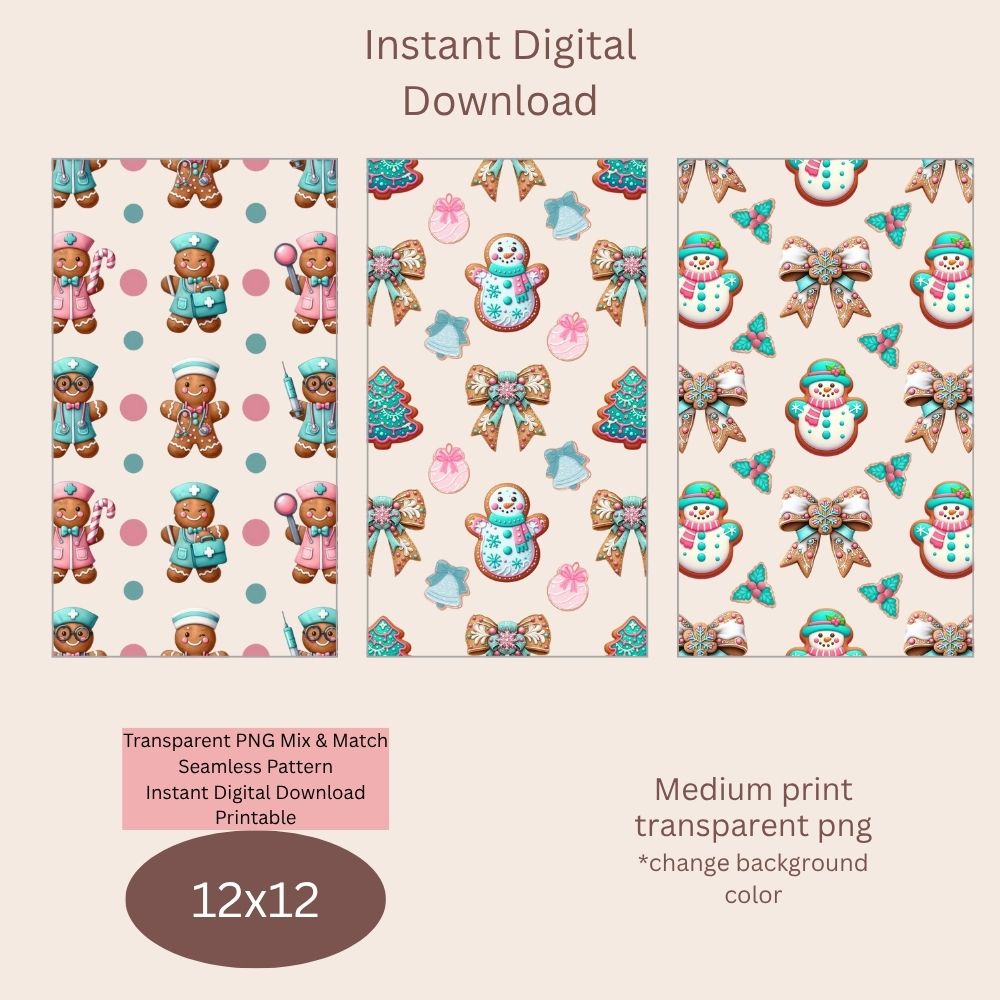 GingerBread Man Digital Pattern Paper Bundle