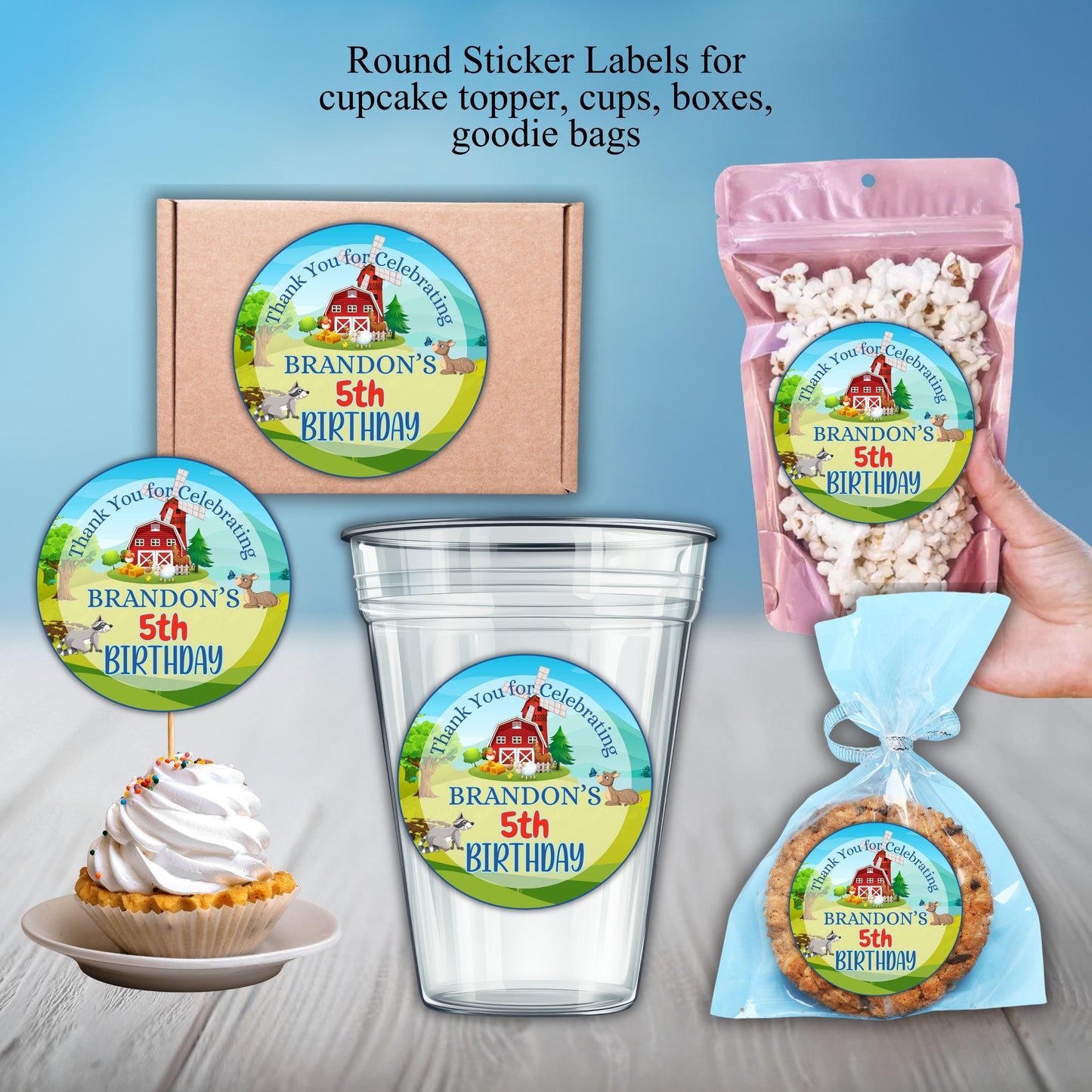 Farm Animals Party Sticker Labels
