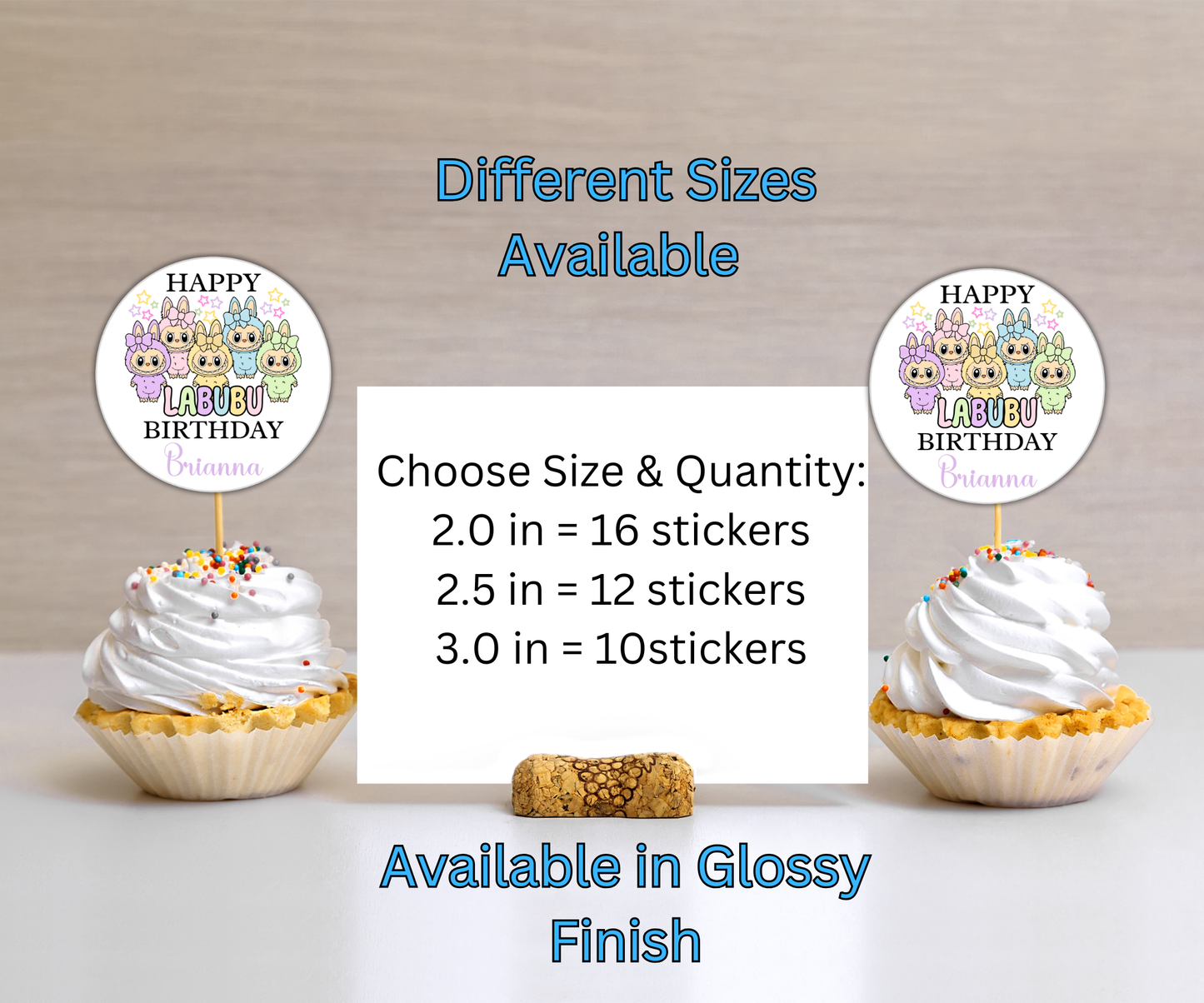 Pastel Labubu Birthday Party Sticker Labels