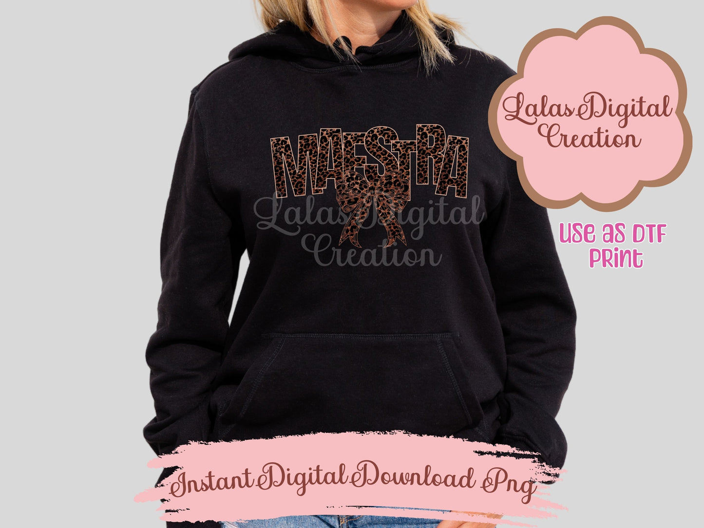 Maestra Leopard Coquette Bow Clipart PNG Instant digital download