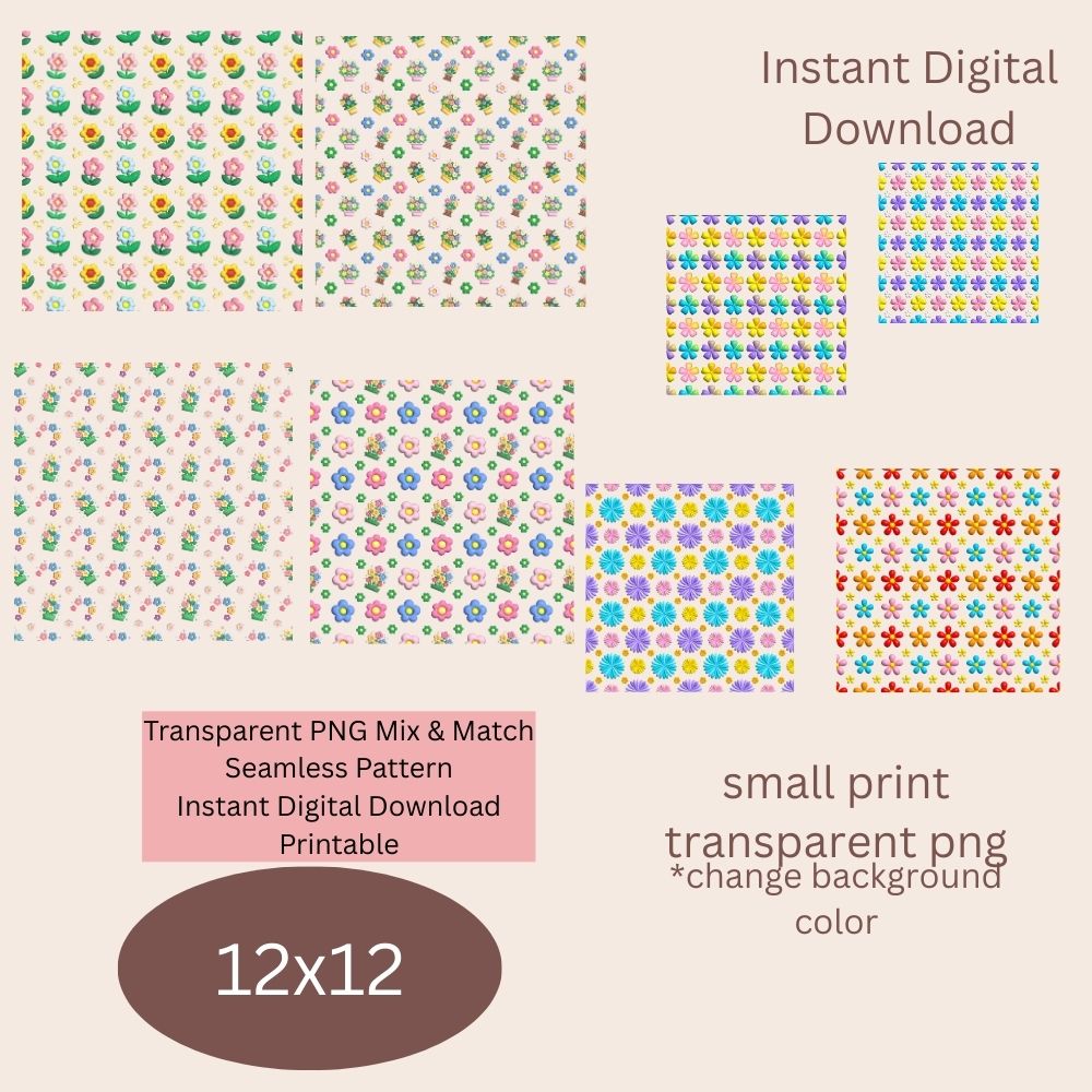 3d Flower Power Seamless Digital Pattern Paper Bundle