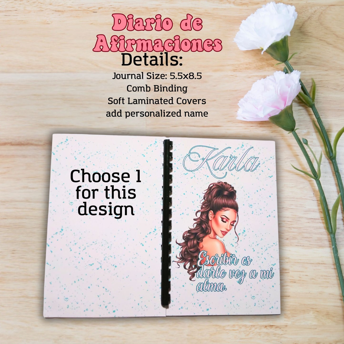 Spanish Positive Daily Affirmation Writing Journal Notebook-Diario de Affirmaciones