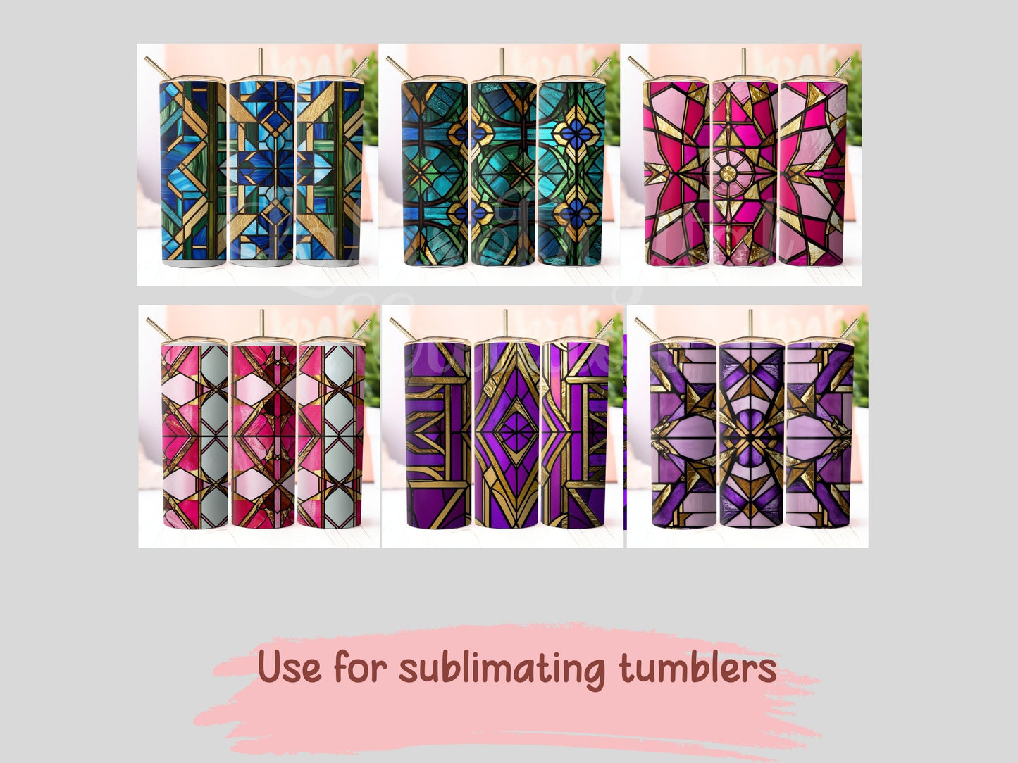 Geometric Stained Glass Digital Pattern Paper Bundle