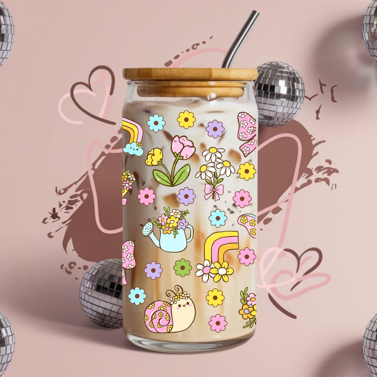 Spring Garden Libbey Glass Can Cup Wrap