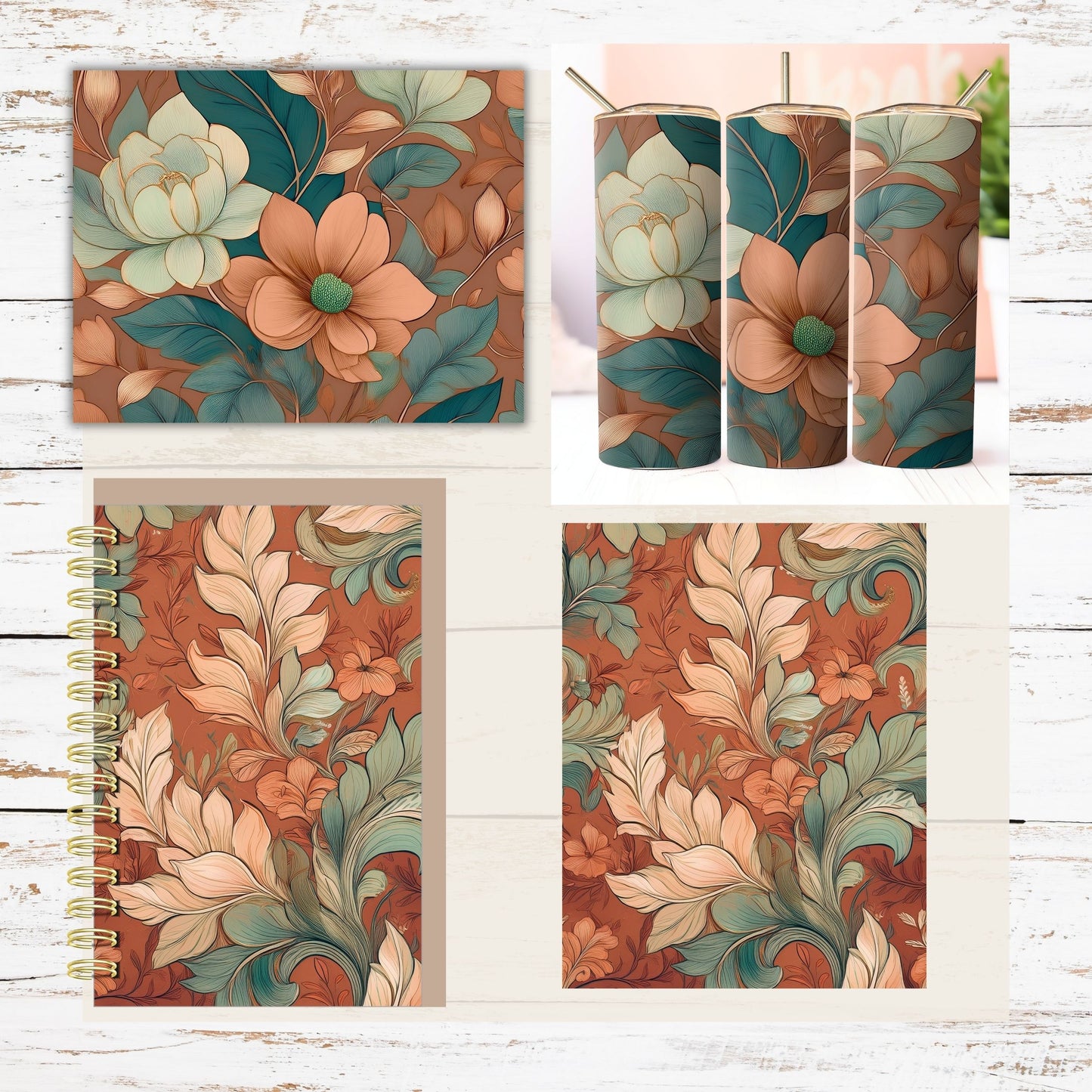 Botanical Floral Digital Paper Pack Bundle