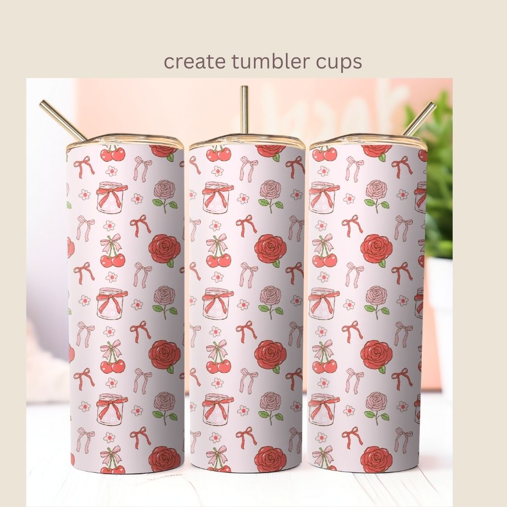 Preppy Cherry & Roses Seamless Repeating Pattern Paper Bundle Set