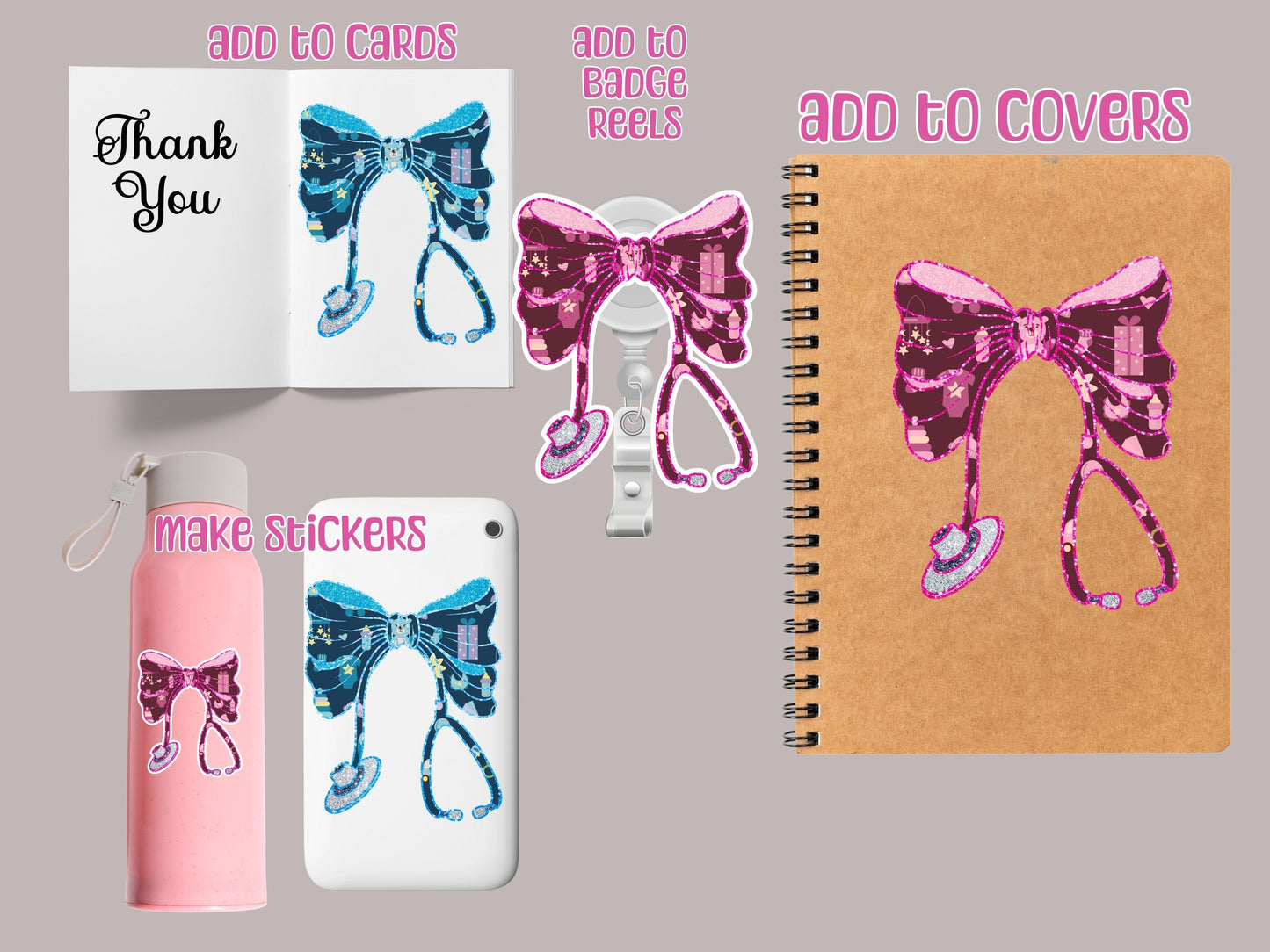 Nurse Stethoscope Baby Boy Girl Bundle Clipart PNG Instant Digital Download