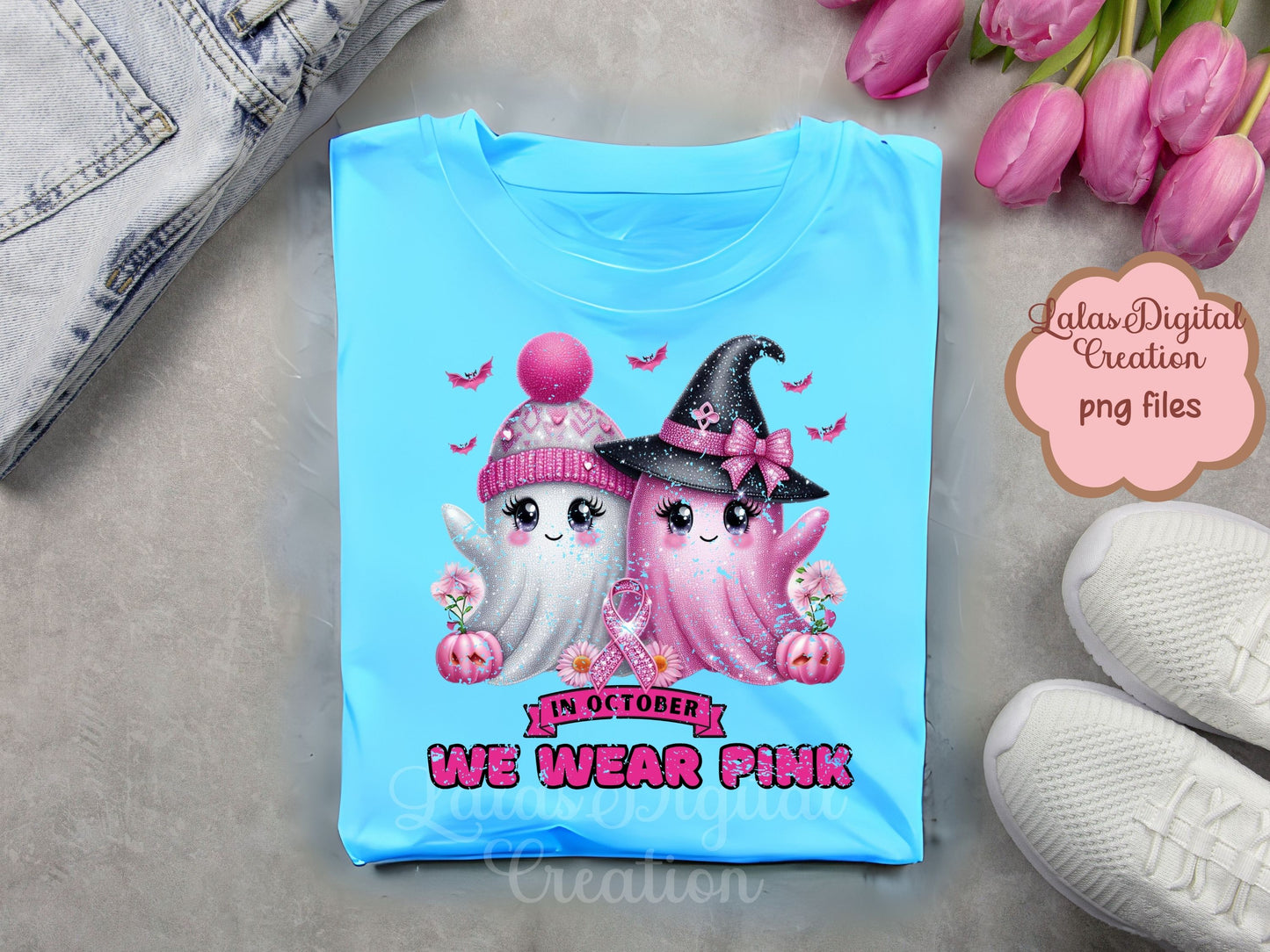 Cancer Awareness Ghost Clipart Instant Digital PNG Download