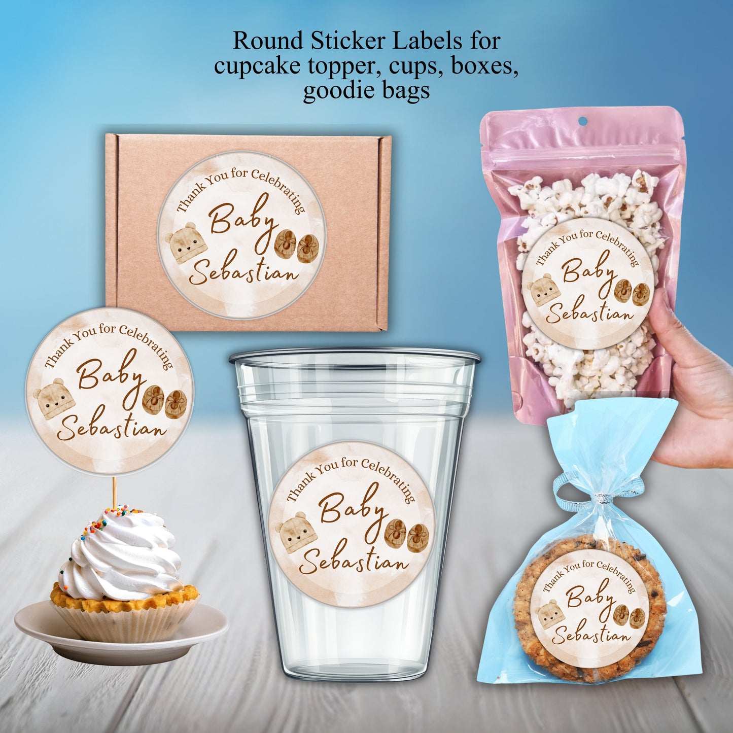 Boho Boys Baby Shower Party Sticker Labels