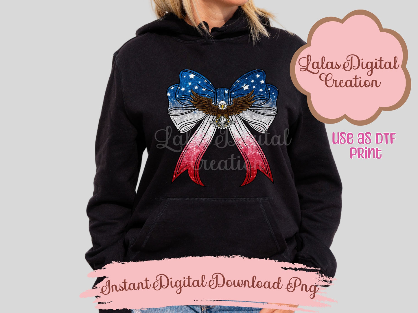 USA American Flag Coquette Bow Clipart PNG Instant Digital Download