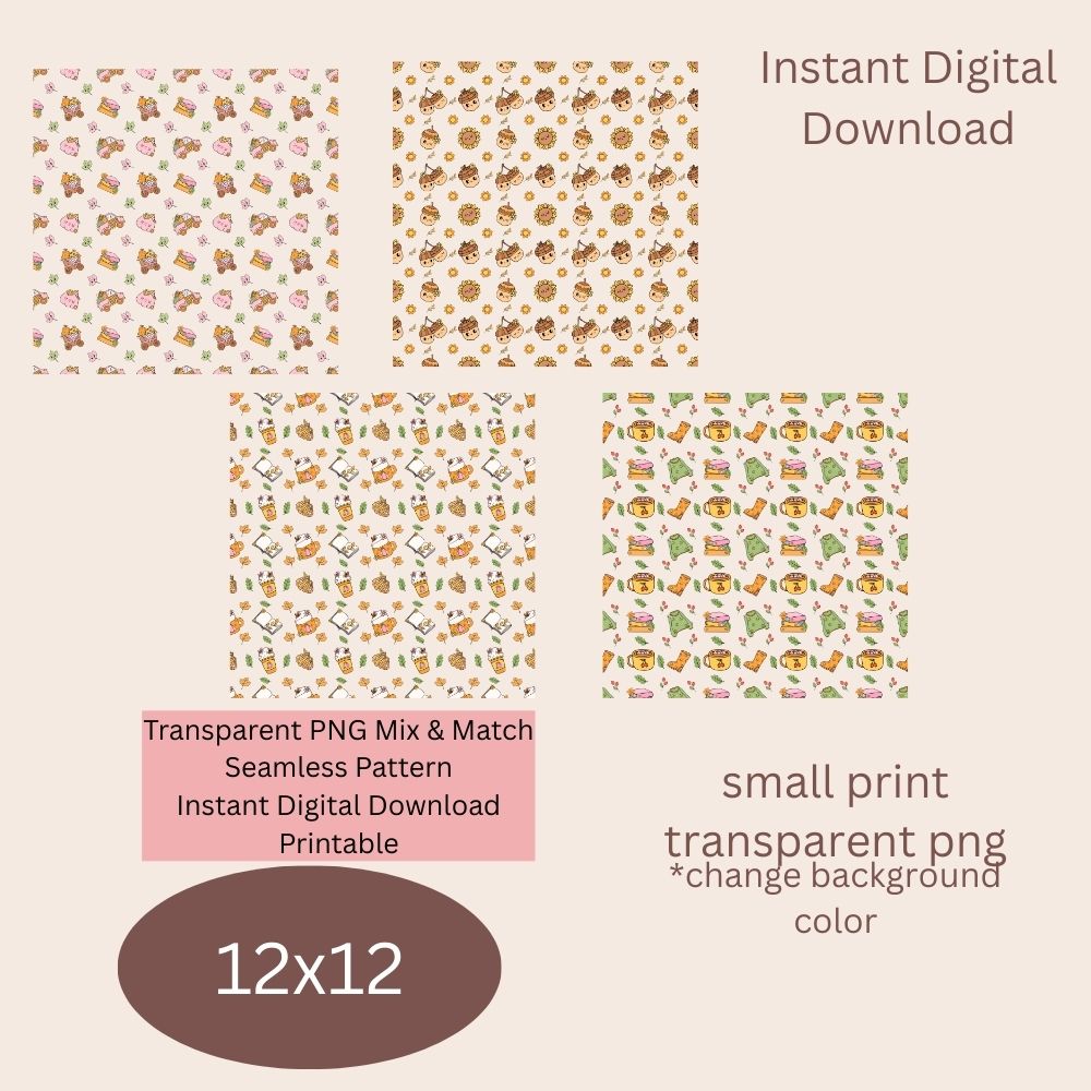 Groovy Retro Fall Seamless Digital Pattern Paper Bundle