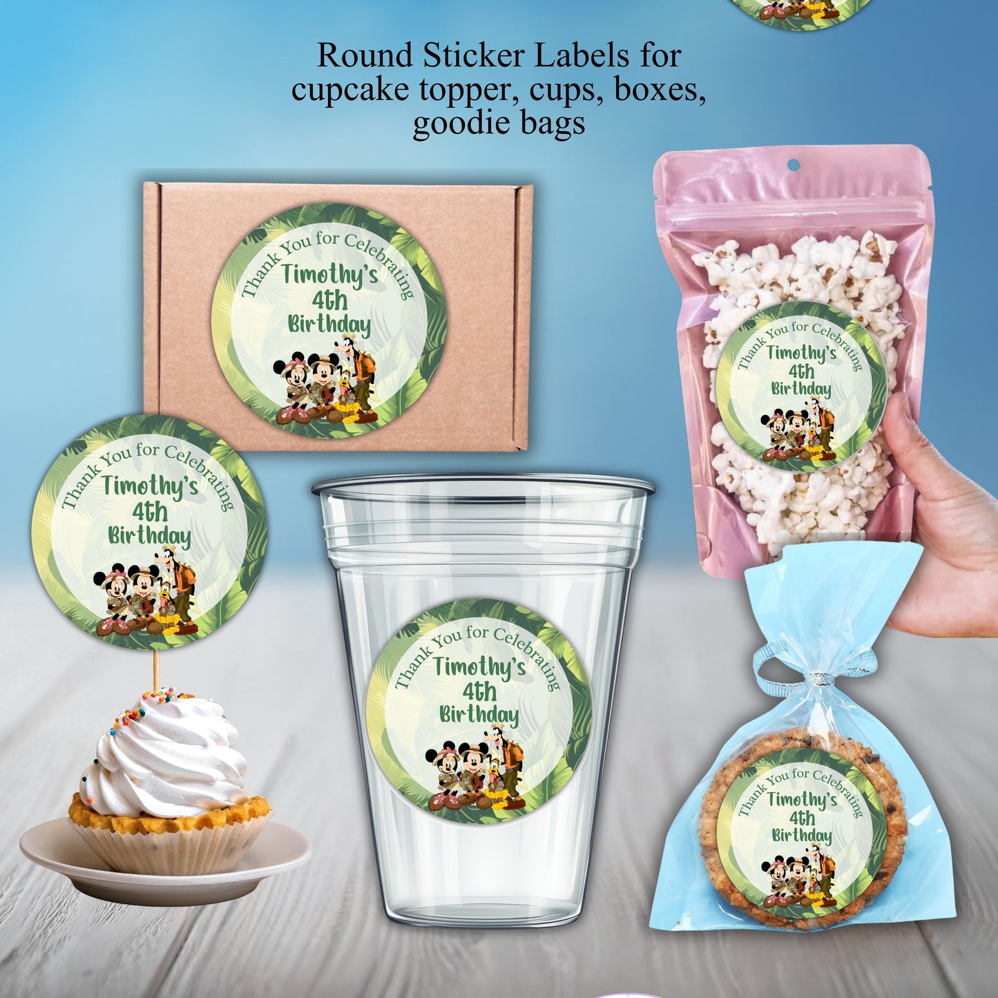 Mickey and Friends Safari Party Sticker Labels