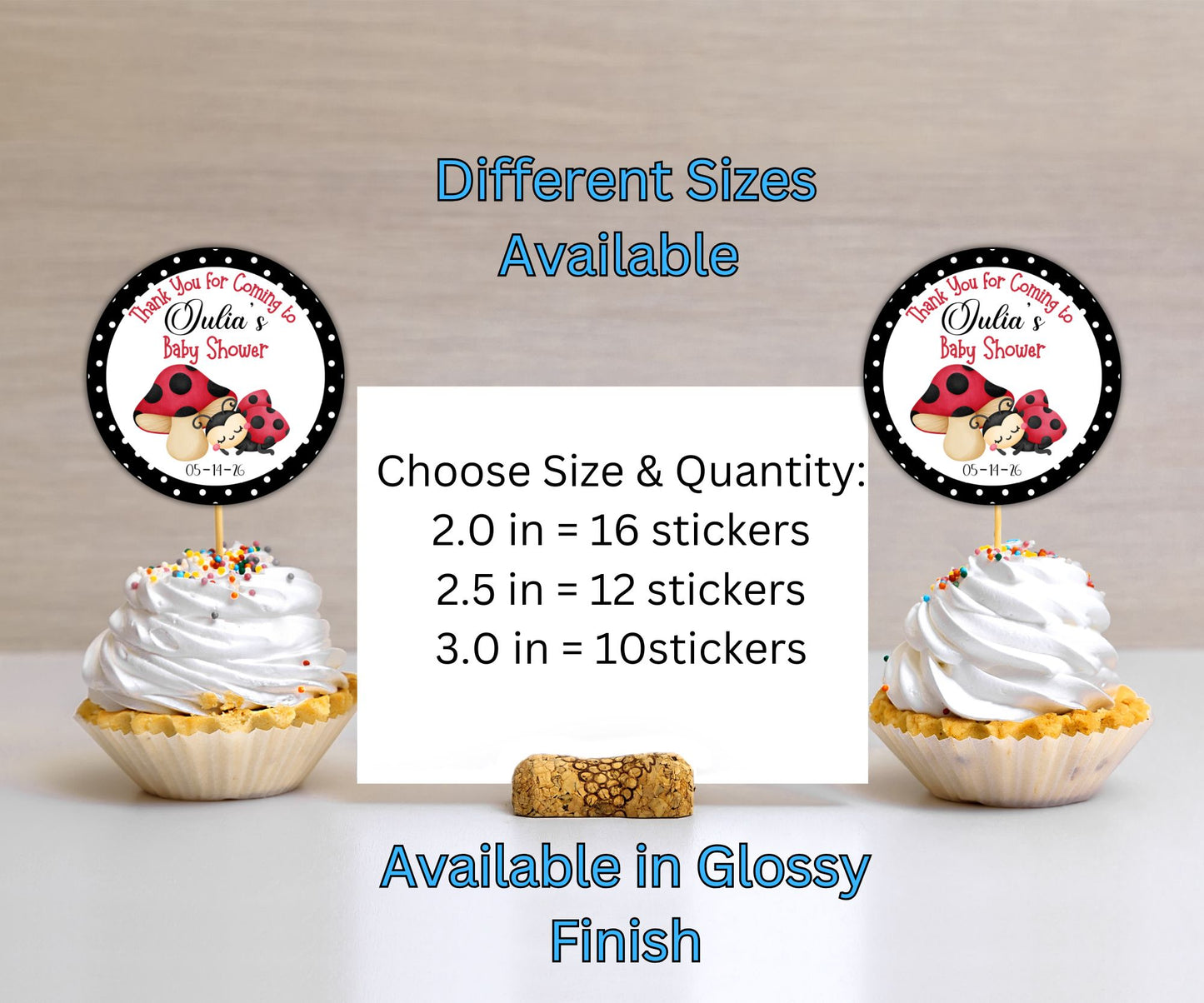 Ladybug BabyShower Party Sticker Labels