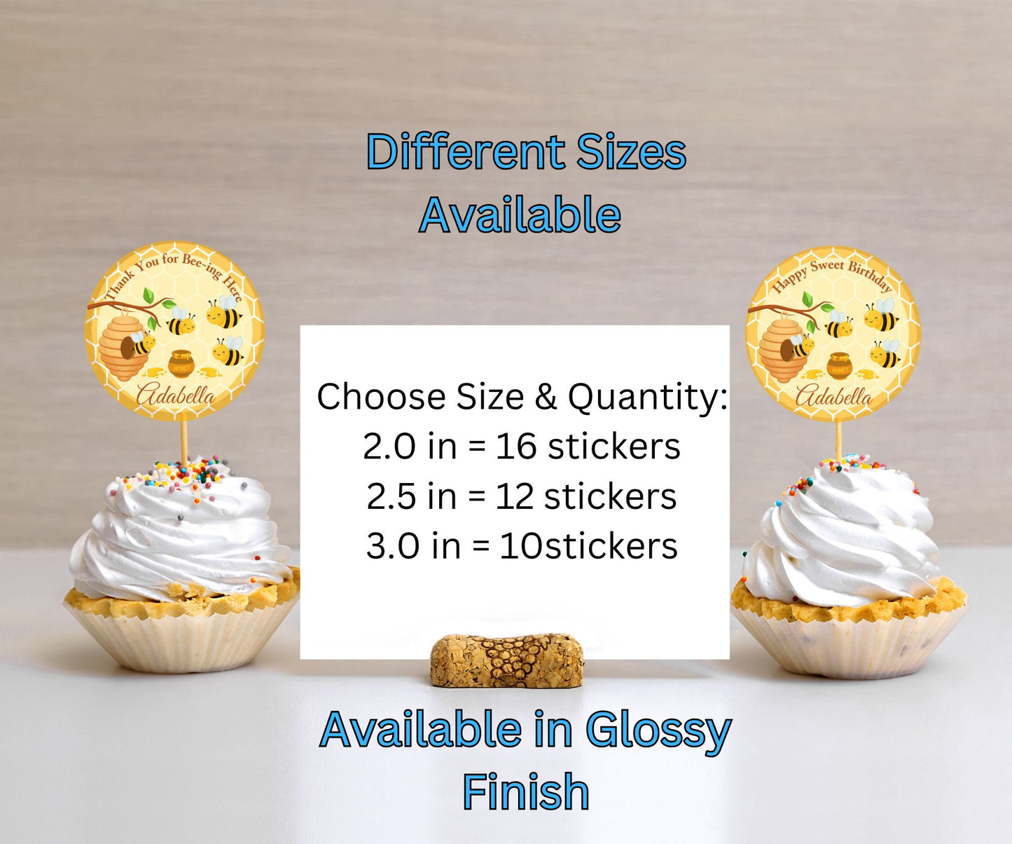 Honey Bee Birthday Party Sticker Labels