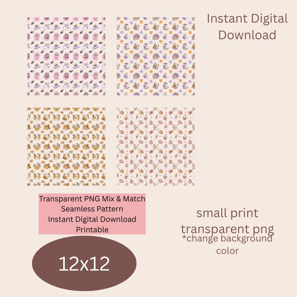 Ghost Book Reader Seamless Digital Pattern Paper Bundle