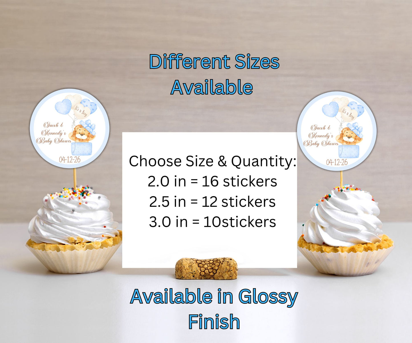 Baby Boy Lion Baby Shower Party Sticker Labels