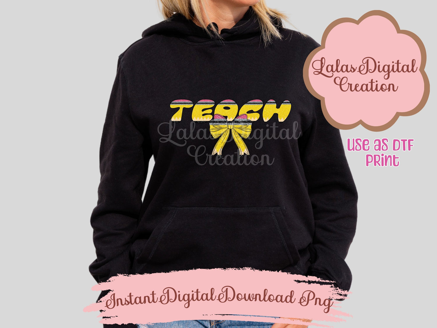 Teach Coquette Bow Clipart PNG Instant Digital Download