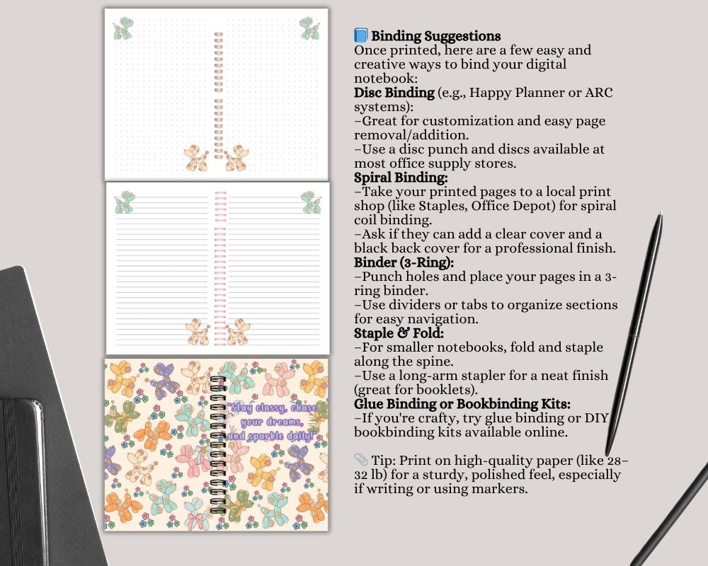 Preppy Balloon Dog Digital Lined & Dotted Grid Notebook PDF