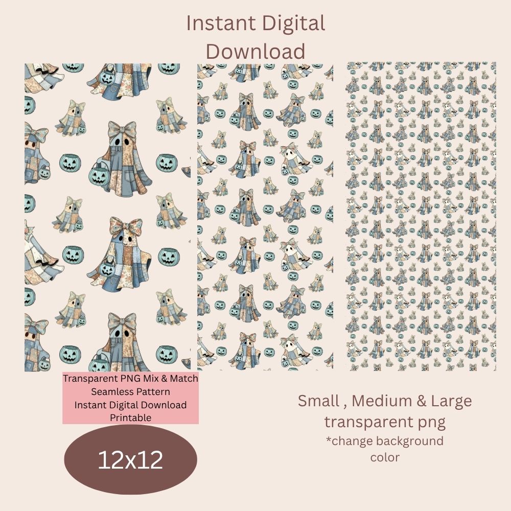 Denim Patch Ghost Seamless Digital Pattern Paper Bundle