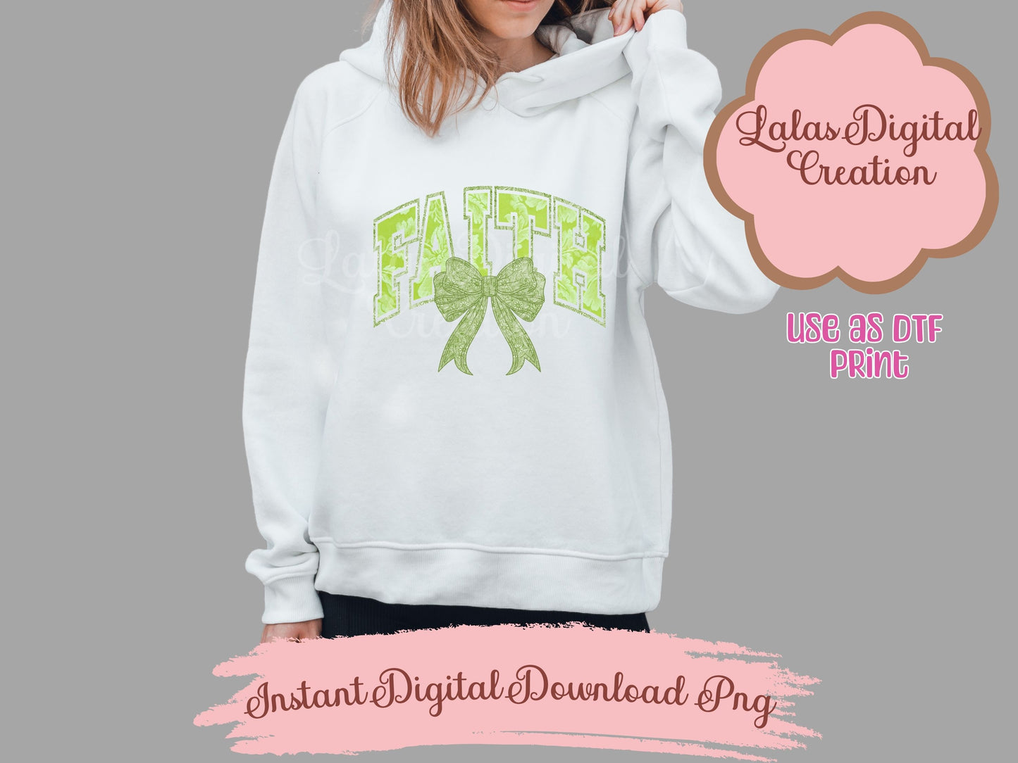 Green Faith Bow Clipart PNG Instant Digital Download