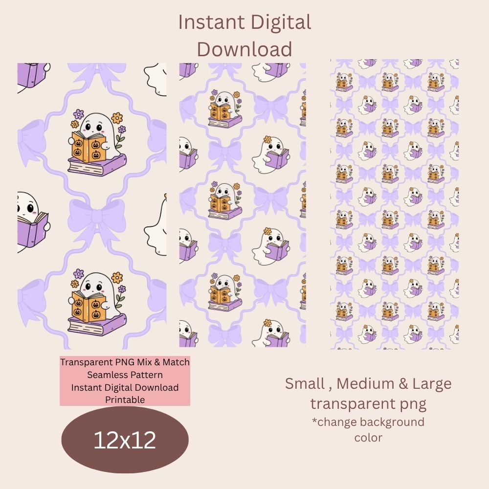 Purple Wavy Frame Ghost Seamless Digital Pattern Paper Bundle