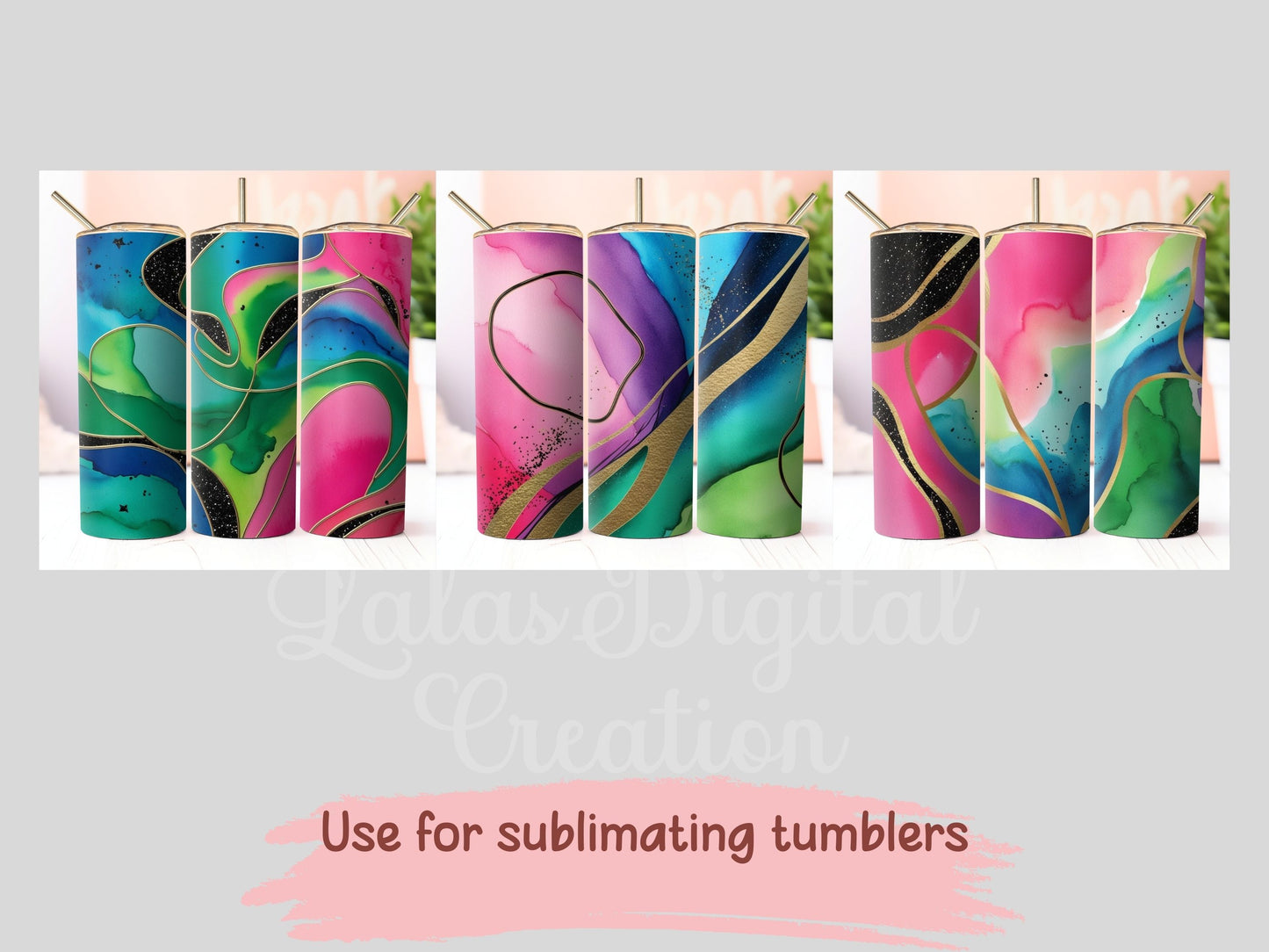 Neon Gradient Watercolor Digital Pattern Paper Bundle