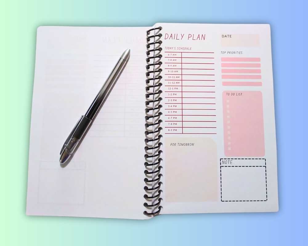 Daily Planner Undated-To Do Notebook Planner Journal-Spiral Binding-Desk Organizer Notebook-Schedule Planner-Todays Hourly Plan-Schedule