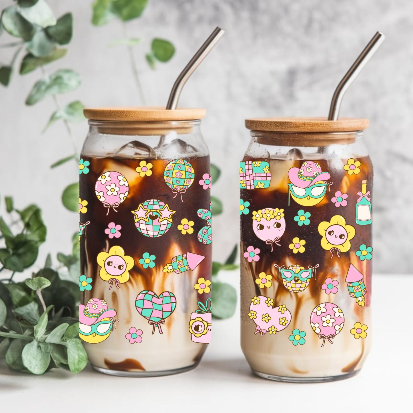 Groovy Party Libbey Glass Can Cup Wrap