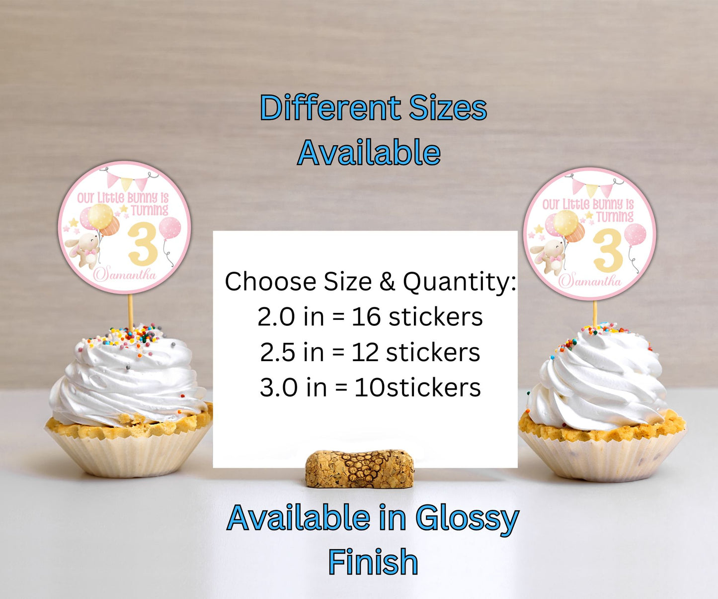 Girls Bunny Birthday Party Sticker Label