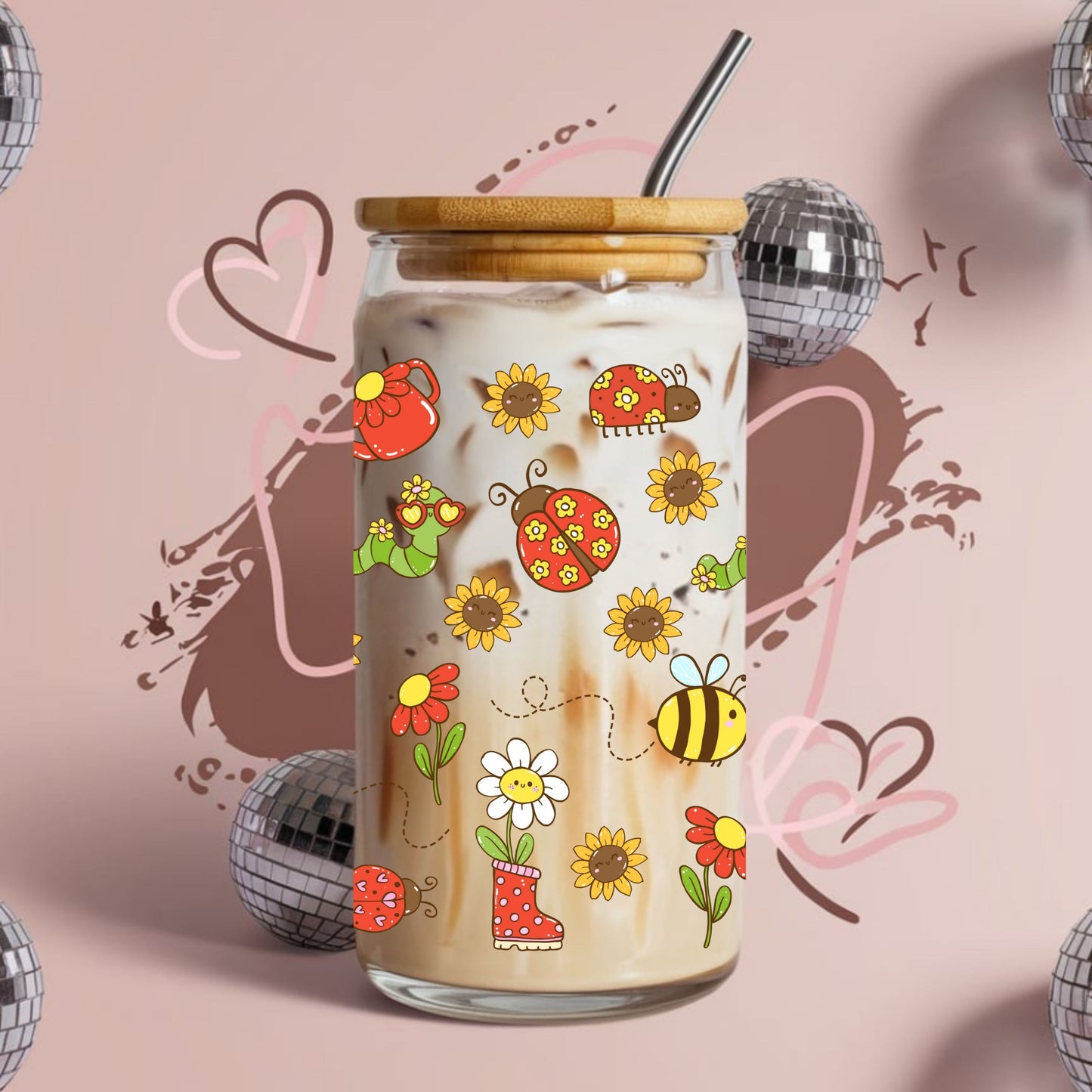 Groovy Bugs Libbey Glass Can Cup Wrap