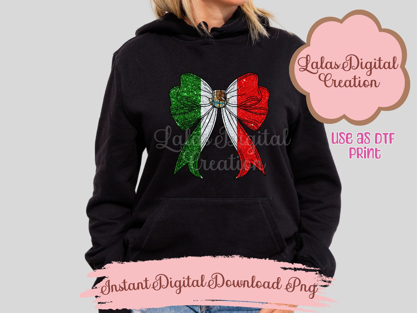 Mexico Flag Coquette Bow Clipart PNG INstant Digital Download