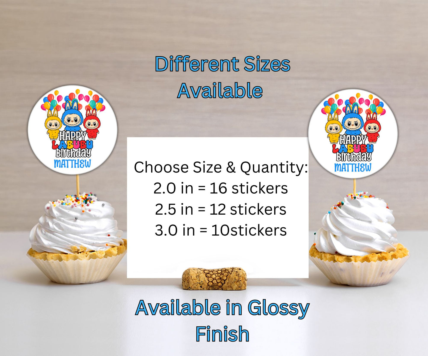 Labubu Birthday Party Sticker Labels